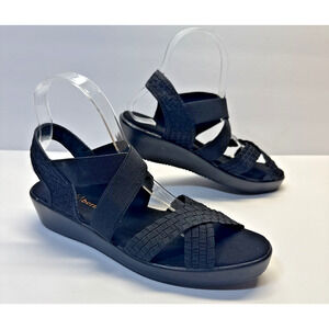 Bernie Mev Lisa Sandal Women’s Size 8 (39) Black Peep Toe Comfort‎ Wedge NWB